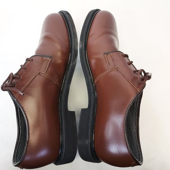 Bates Lites Brown Leather Oxford Shoes Men's 8 Non Marking Oil Resistant US Navy - Picture 12 of 14